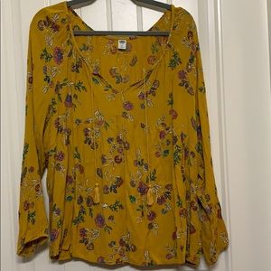 floral blouse with tassels
